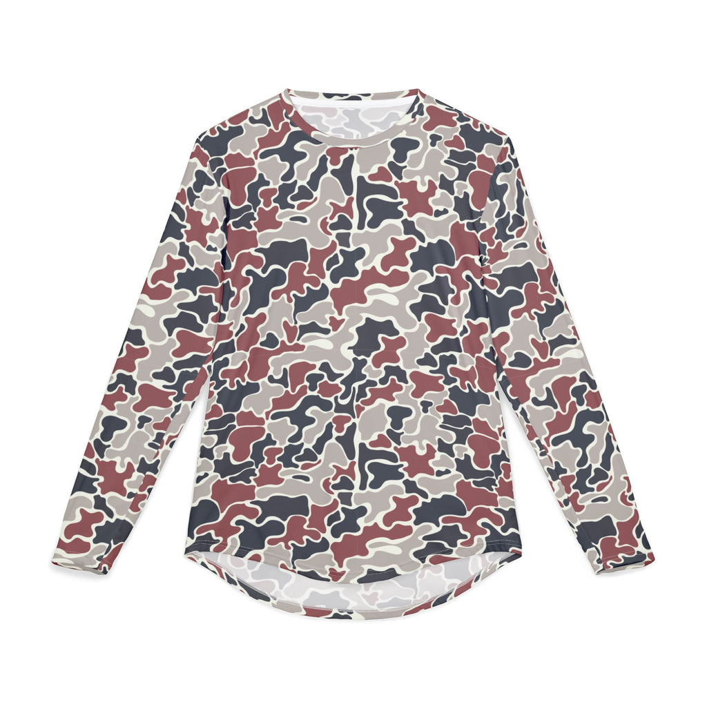 Collegiate Crimson Camo UV Protection Long Sleeve Shirt for Men | Perfect for Hiking, Fishing, Beach Days, Casual Wear