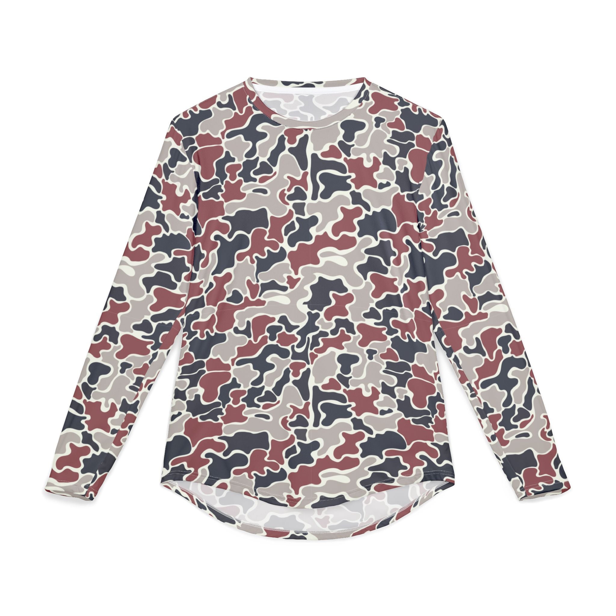 Collegiate Crimson Camo UV Protection Long Sleeve Shirt for Men | Perfect for Hiking, Fishing, Beach Days, Casual Wear