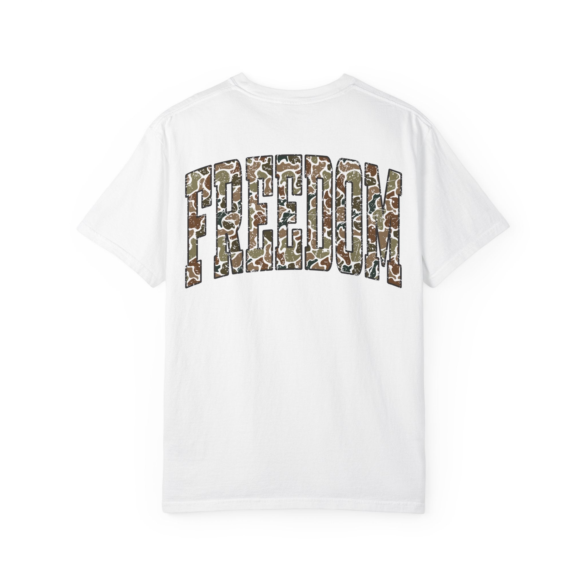 Unisex Camo Freedom Graphic T-Shirt, Casual Wear, Inspirational Gift, Summer Tee, Eco-Friendly Apparel