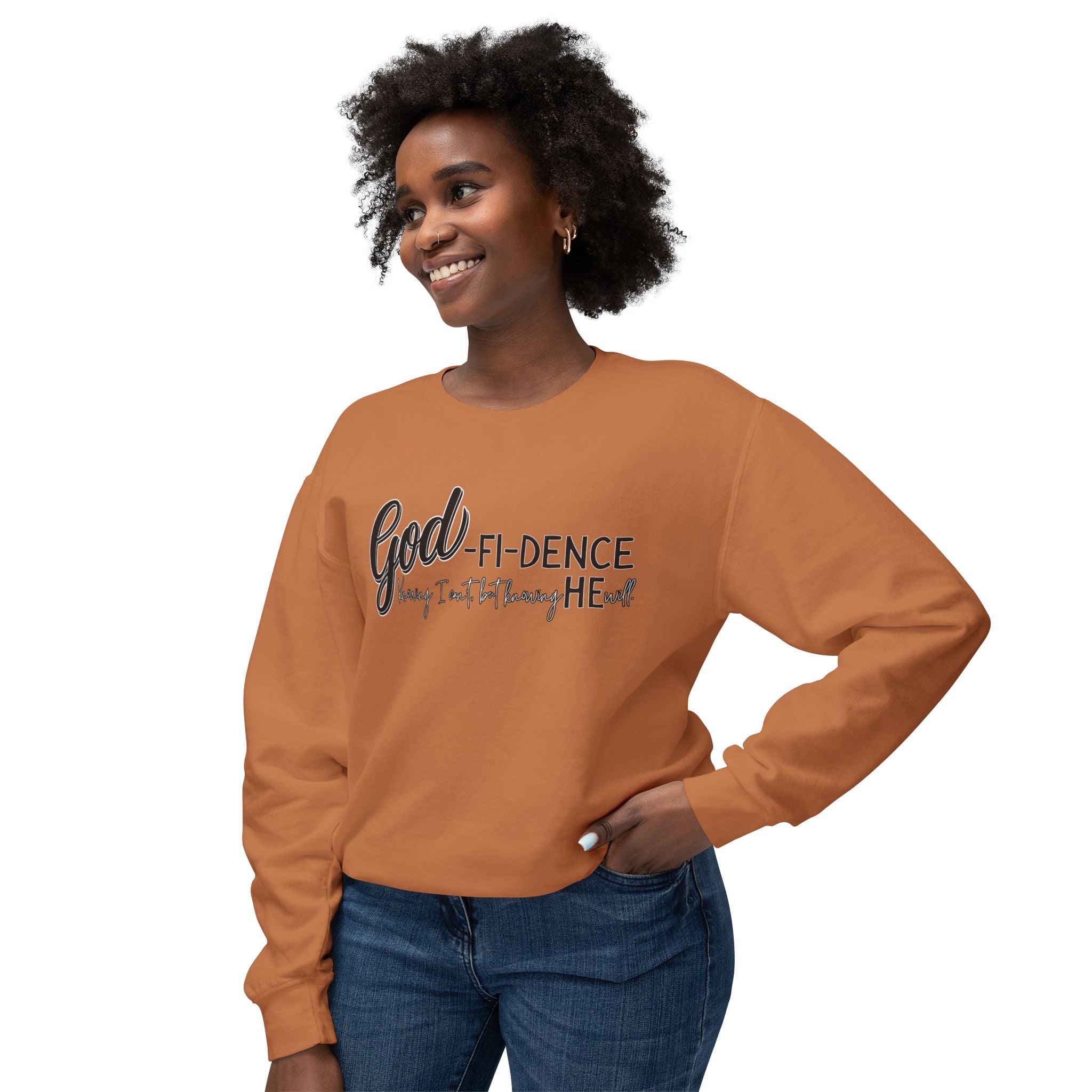 GOD-fi-dence Comfort Crewneck Sweatshirt - Godfidence Quote, Inspirational Gift, Cozy Apparel, Casual Wear, Unisex Style