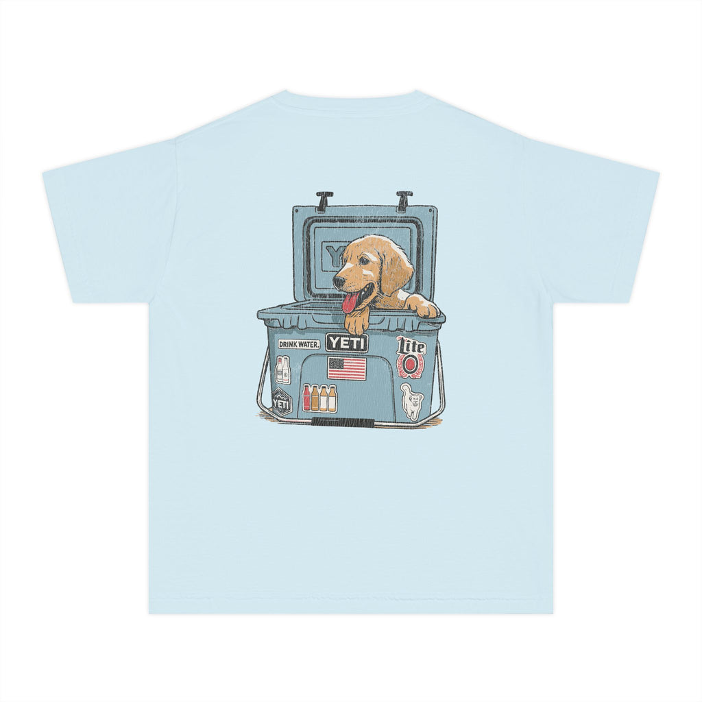 Hunting Puppy in Yeti Youth Midweight Tee - Fun Farm-Themed Shirt