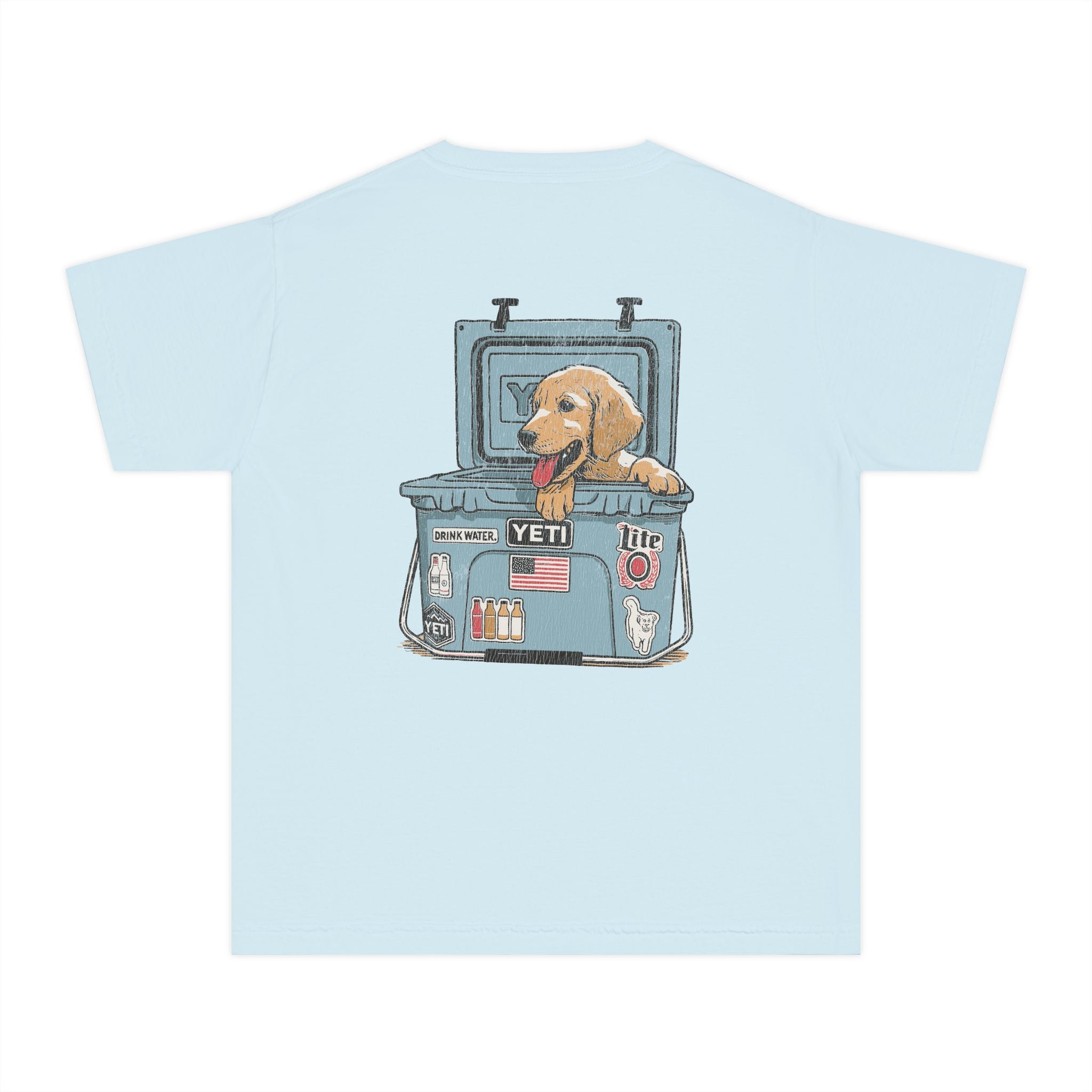 Hunting Puppy in Yeti Youth Midweight Tee - Fun Farm-Themed Shirt