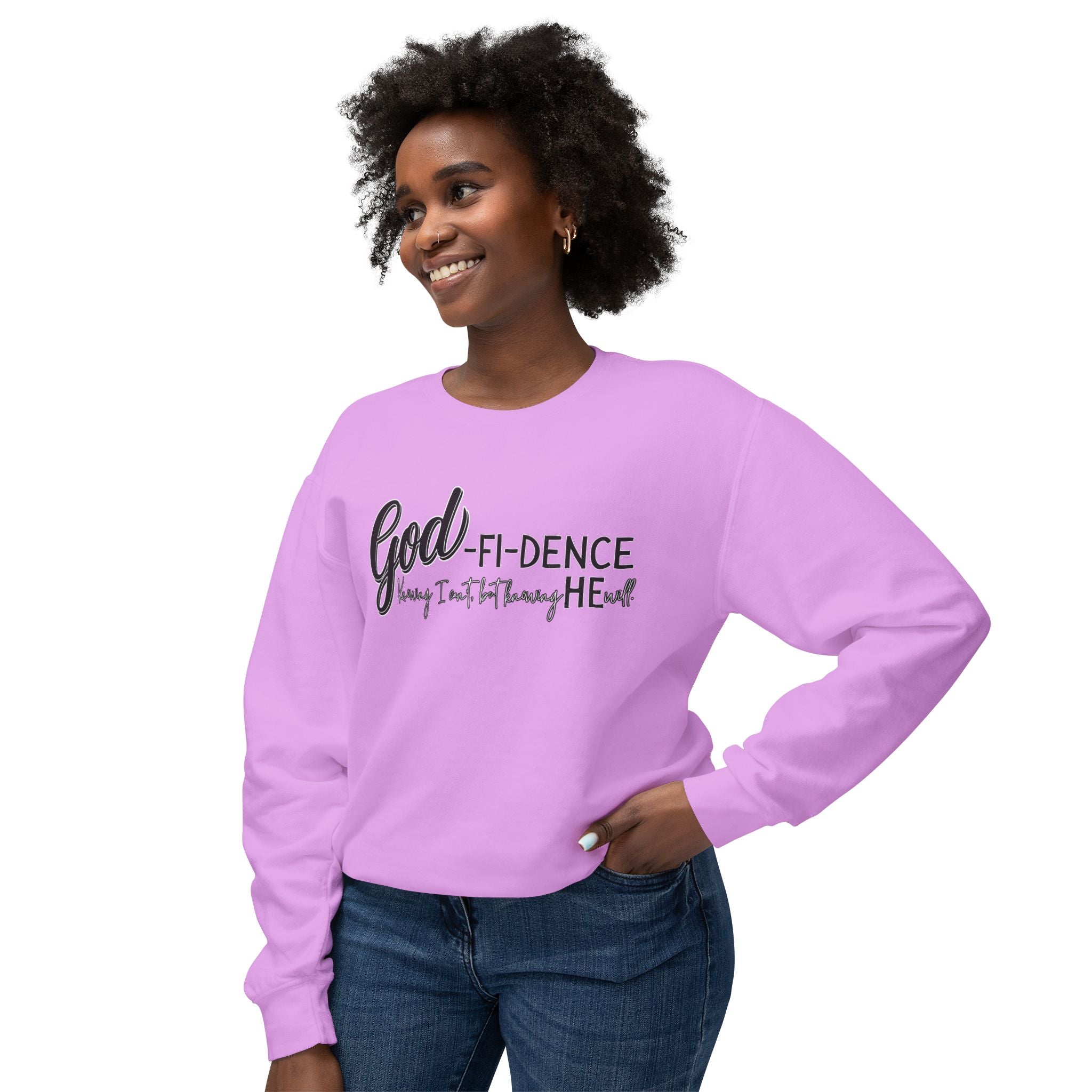 GOD-fi-dence Comfort Crewneck Sweatshirt - Godfidence Quote, Inspirational Gift, Cozy Apparel, Casual Wear, Unisex Style