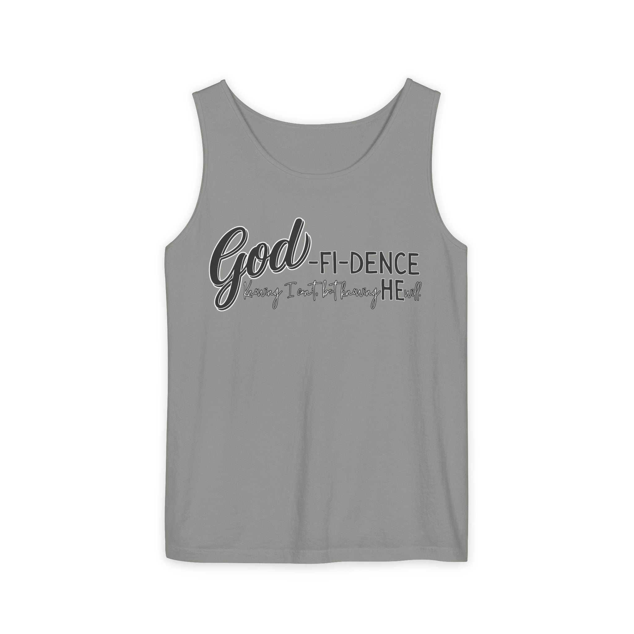 God-Fi-dence Garment-Dyed Tank Top | Faith-Inspired Summer Apparel, Christian Gifts, Casual Wear, Workout Tank, Inspirational Quotes