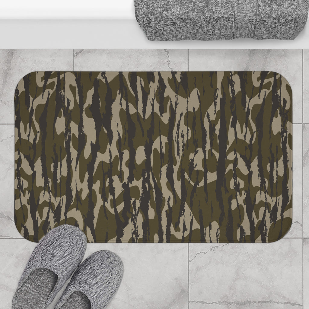 Trendy Camo Bath Mat, Rug for Modern Bathroom Decor, Stylish Home Accessory, Gift for Military Enthusiasts, Nature-Inspired Design