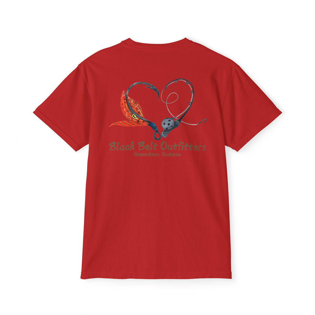 Black belt outfitters Fishing Poles Heart Unisex Garment-Dyed Pocket T-Shirt