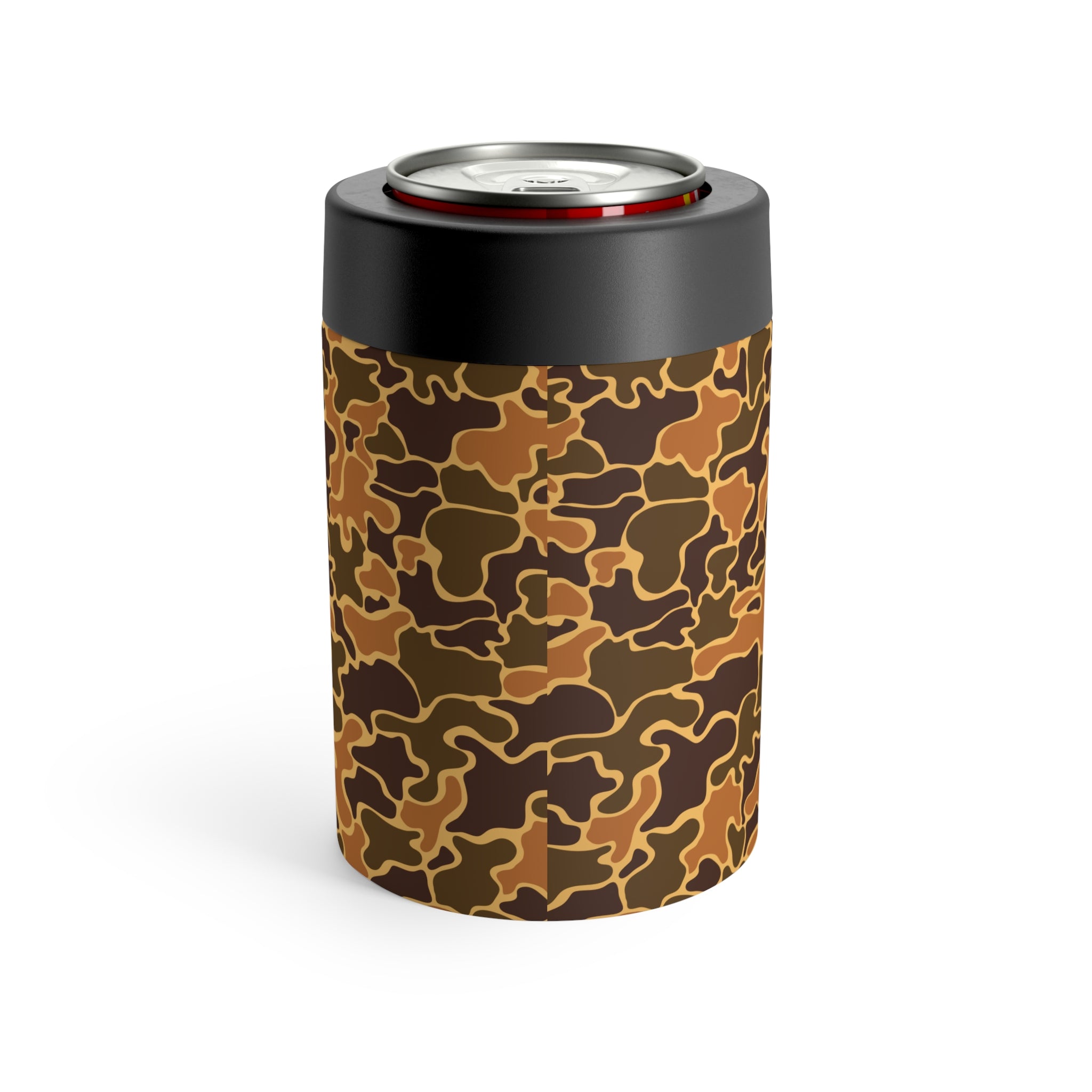 Brown Camo Can Holder, Rustic Drink Insulator, Camping Accessory, Outdoor Party Favor, Unique Gifts for Him