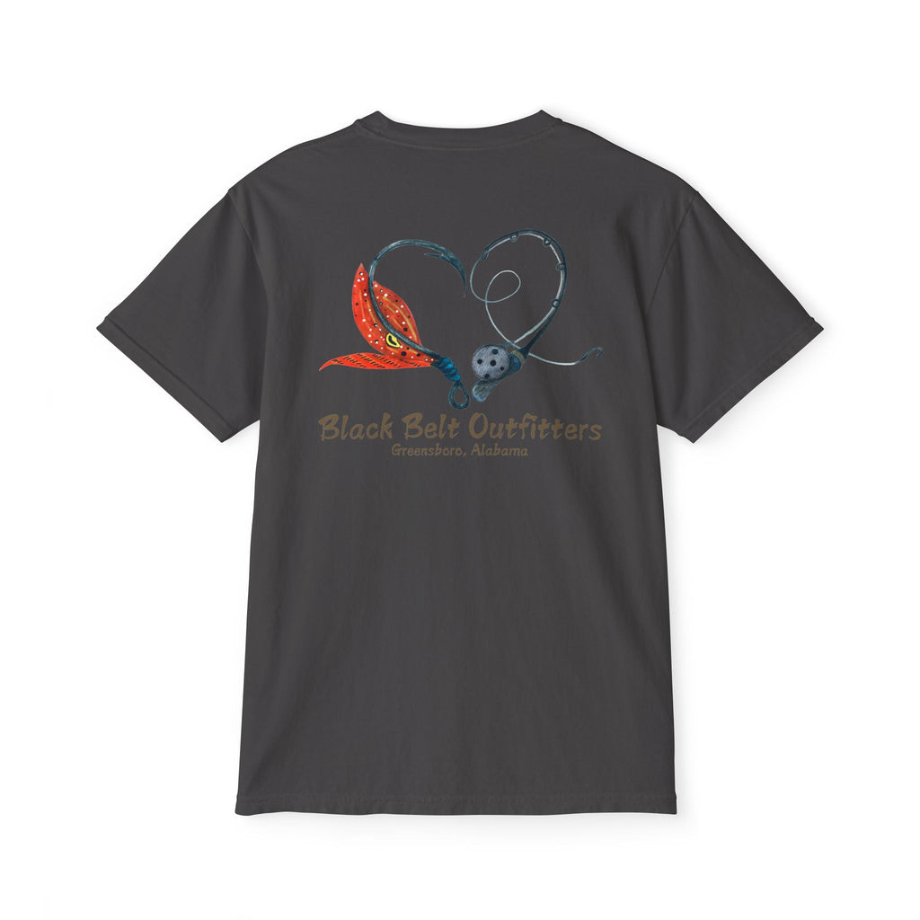 Black belt outfitters Fishing Poles Heart Unisex Garment-Dyed Pocket T-Shirt