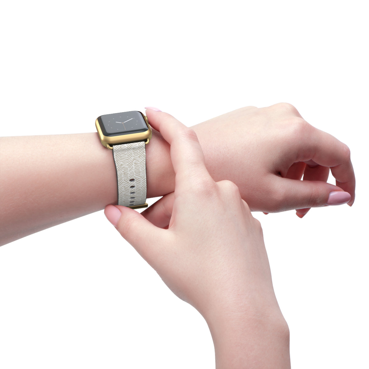Herringbone Cream Watch Band — Minimal Neutral Apple Watch Strap