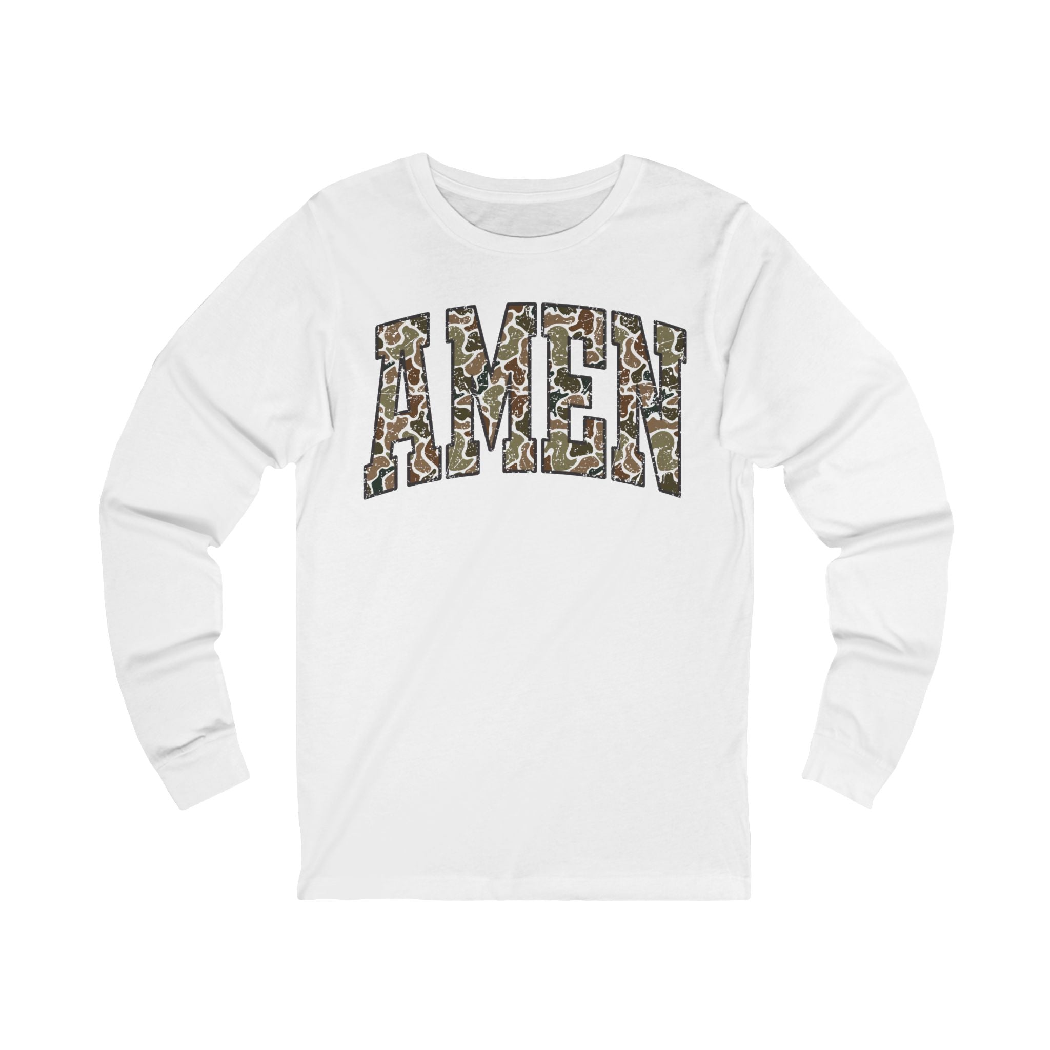 Camo AMEN Long Sleeve Tee — Christian Faith Graphic Shirt