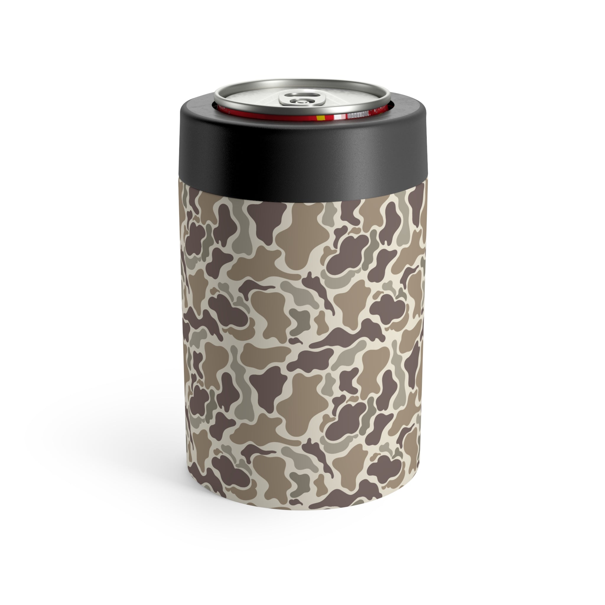 Light Brown Camo Can Holder, Rustic Drink Insulator, Camping Accessory, Outdoor Party Favor, Unique Gifts for Him