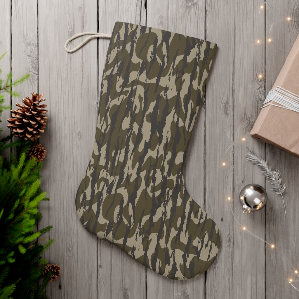 Trendy Camo Santa Stocking, Festive Holiday Decoration, Unique Christmas Stocking, Military Style Stocking for Gifts, Eco-Friendly Decor
