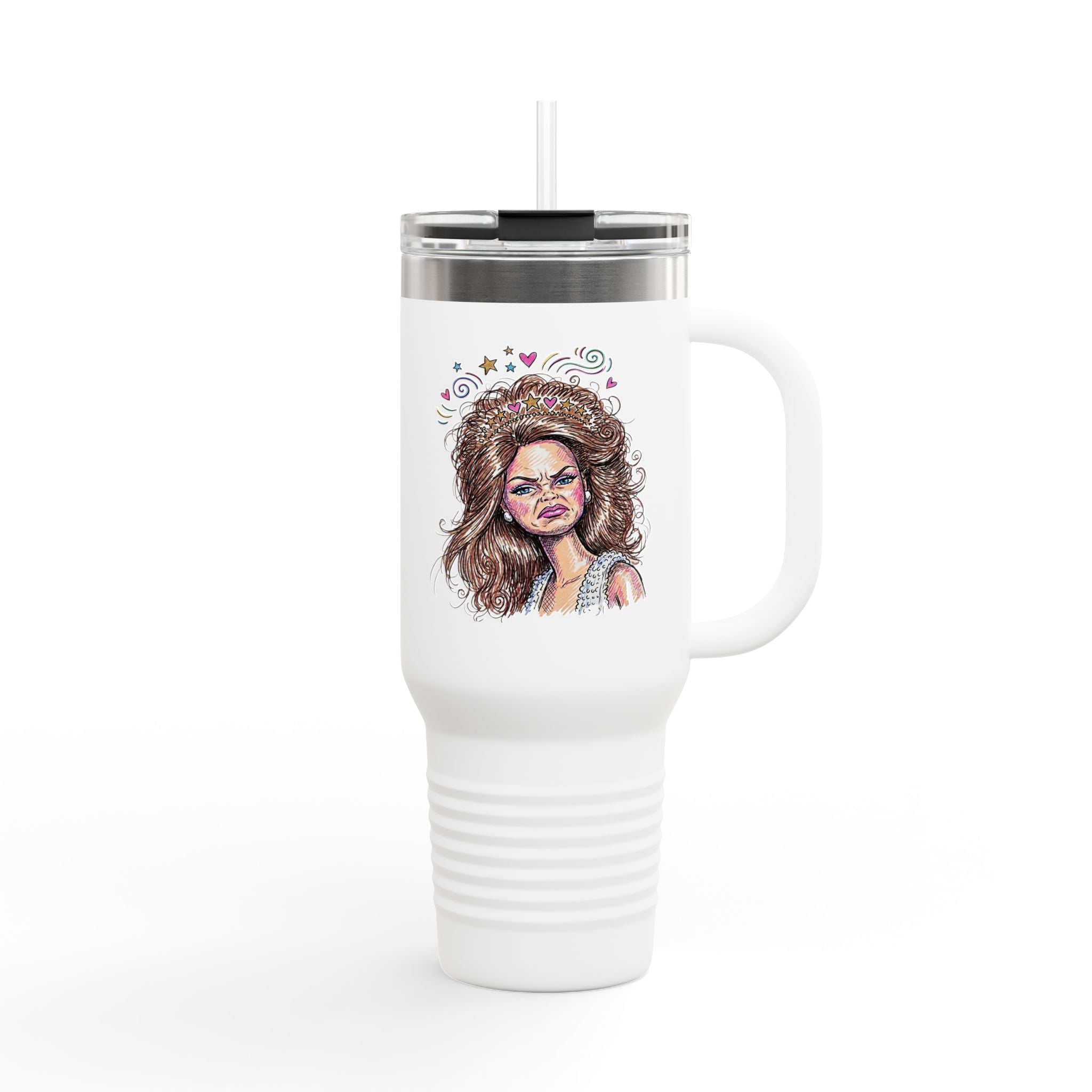 40oz Insulated Travel Mug with Illustrated Mad Barbie – Large Stainless Steel Tumbler for Coffee, Tea & On-the-Go