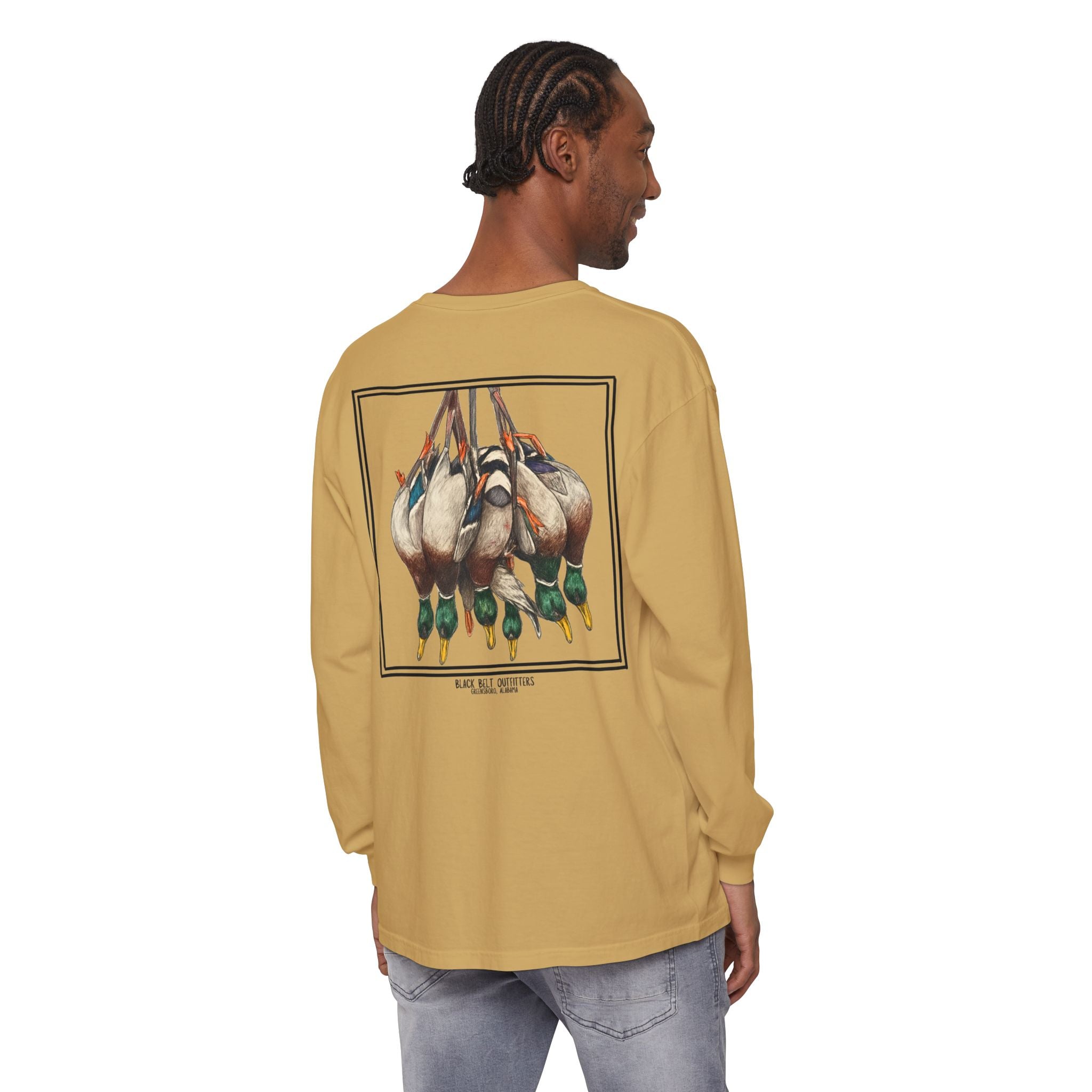 Ducks of the Day Unisex Garment-Dyed Long Sleeve T-Shirt, Casual Wear, Gift for Him/Her, Streetwear, Everyday Comfort, Comfortable Layering