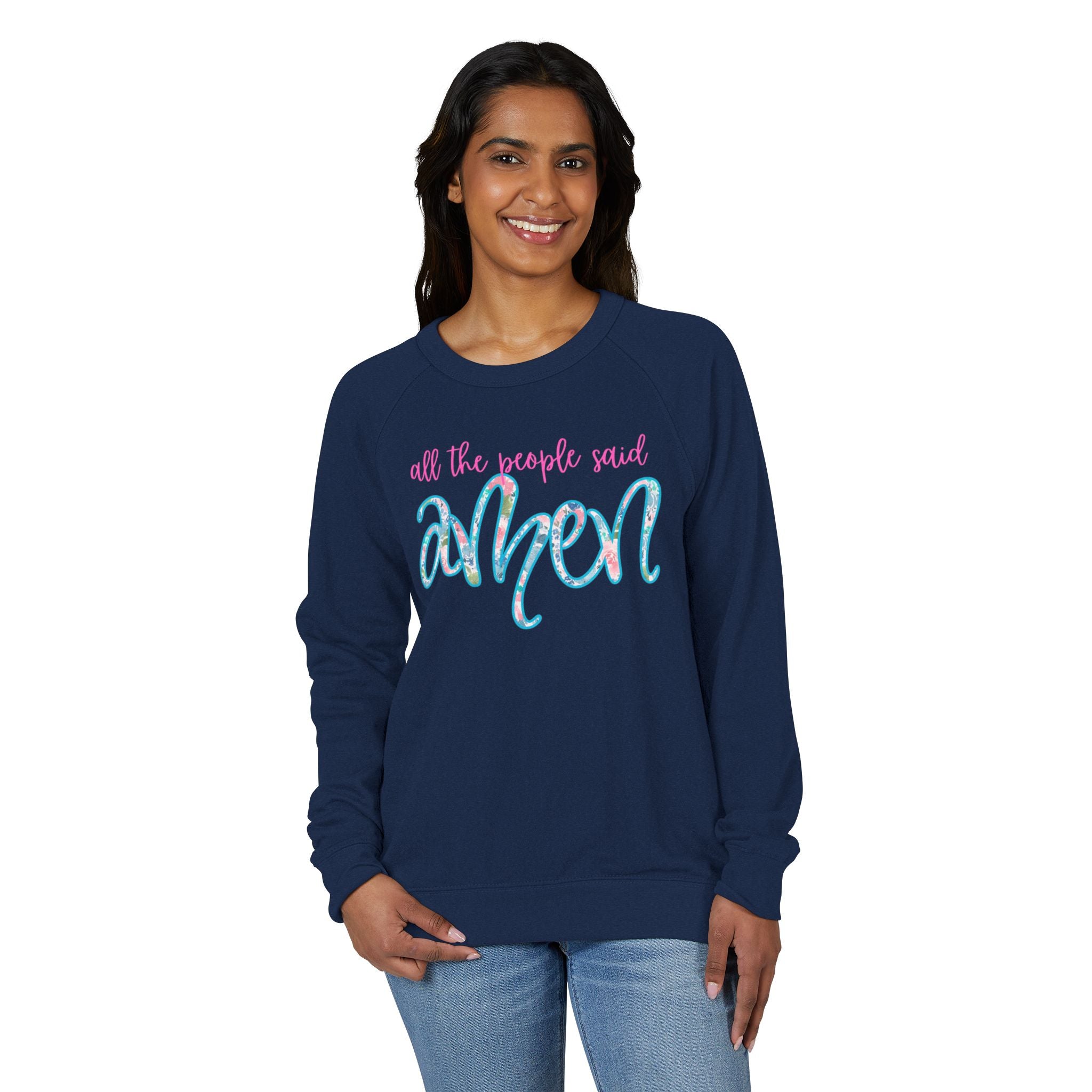 All the People Said AMEN Crewneck Sweatshirt — 'All the people said amen' Inspirational Raglan Pullover