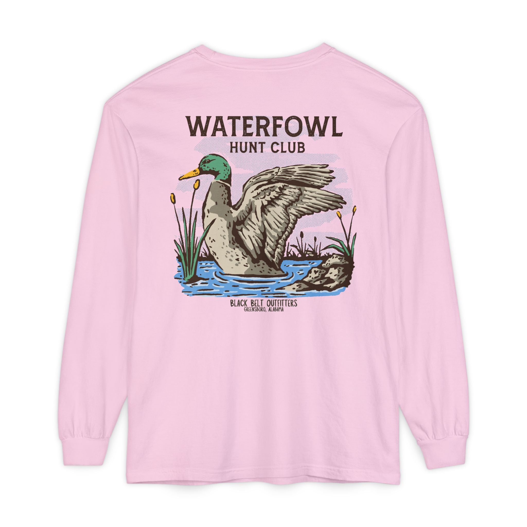 Waterfowl Hunt Club Unisex Garment-Dyed Long Sleeve T-Shirt, Casual Wear, Gift for Him/Her, Streetwear, Everyday Comfort, Comfortable Layering