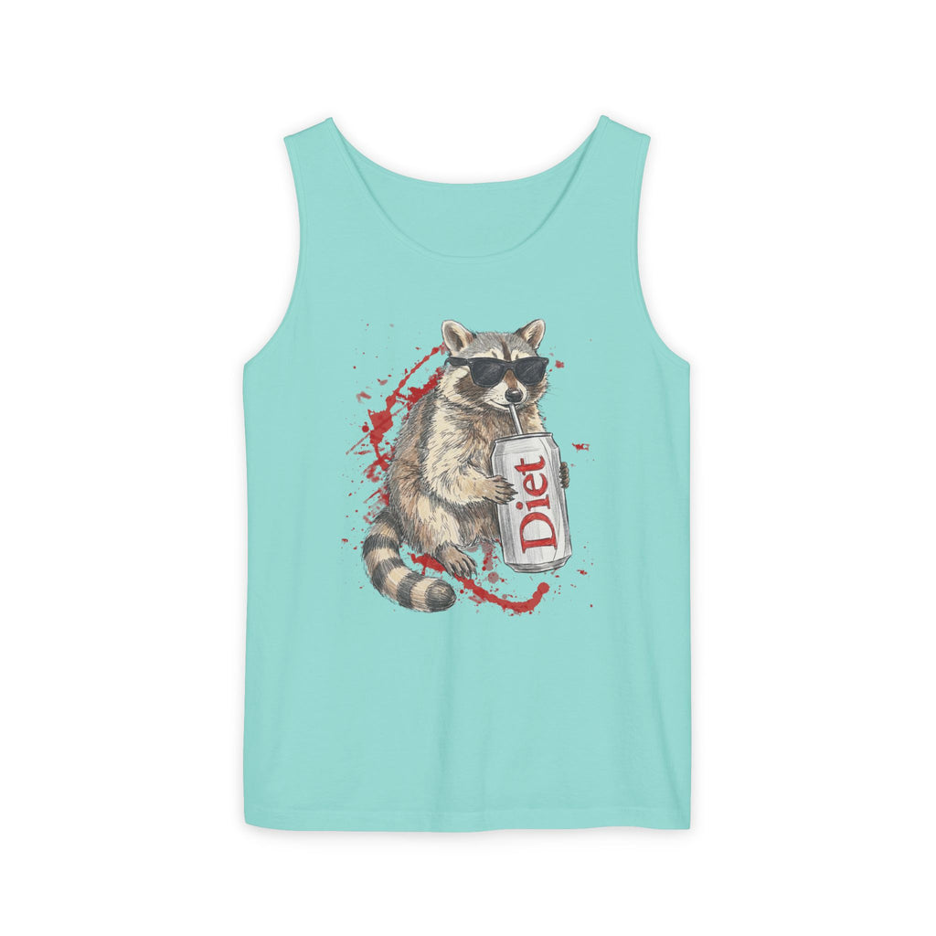 Soda Drinking, Sunglasses, Raccoon Tank Top