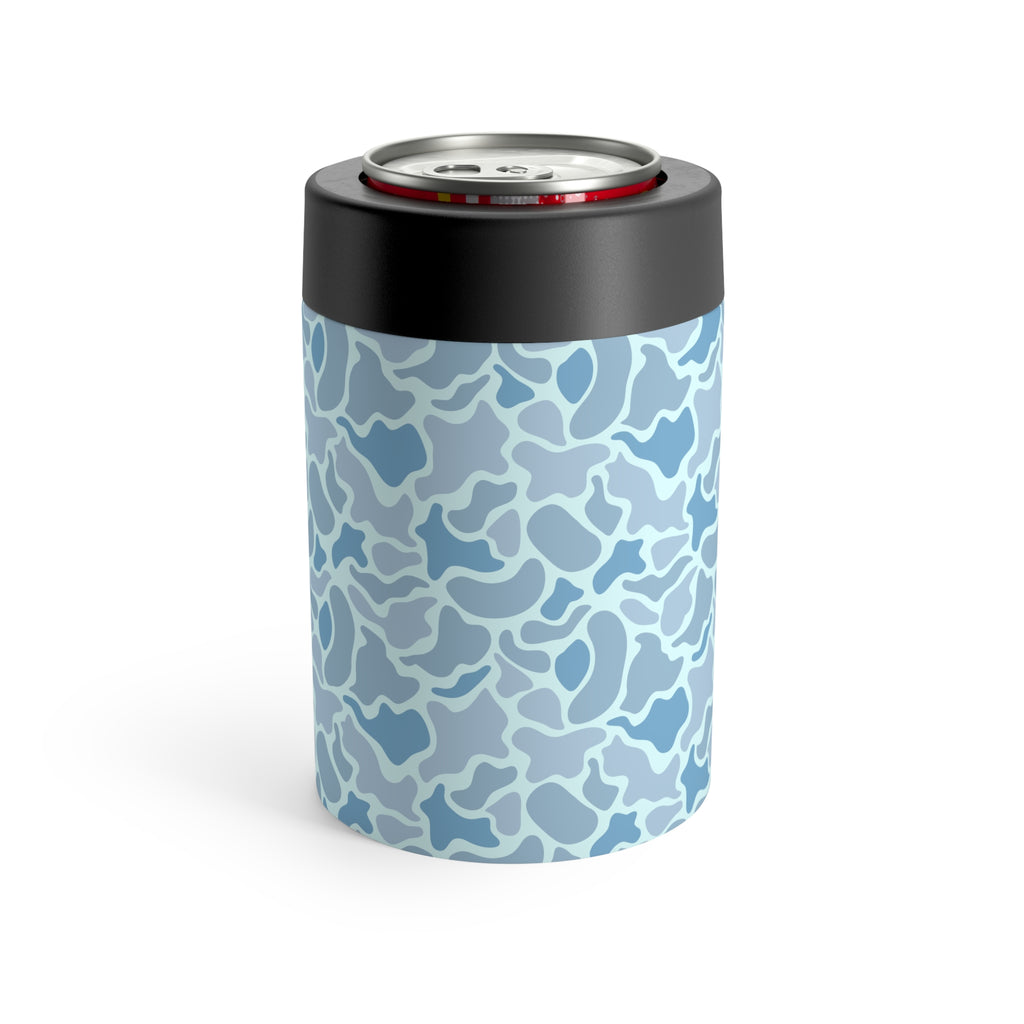 Blue Camo Can Holder, Rustic Drink Insulator, Camping Accessory, Outdoor Party Favor, Unique Gifts for Him
