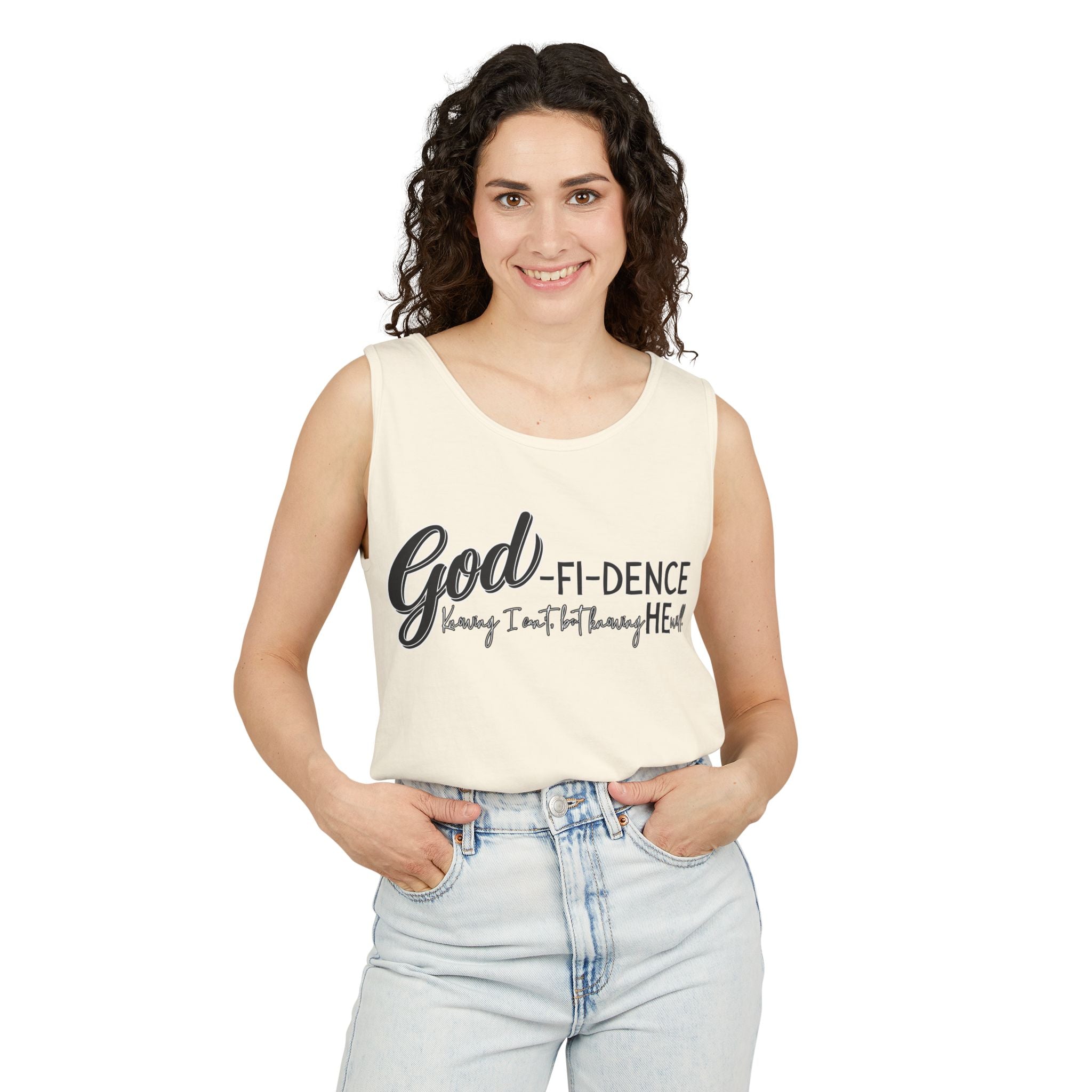 God-Fi-dence Garment-Dyed Tank Top | Faith-Inspired Summer Apparel, Christian Gifts, Casual Wear, Workout Tank, Inspirational Quotes