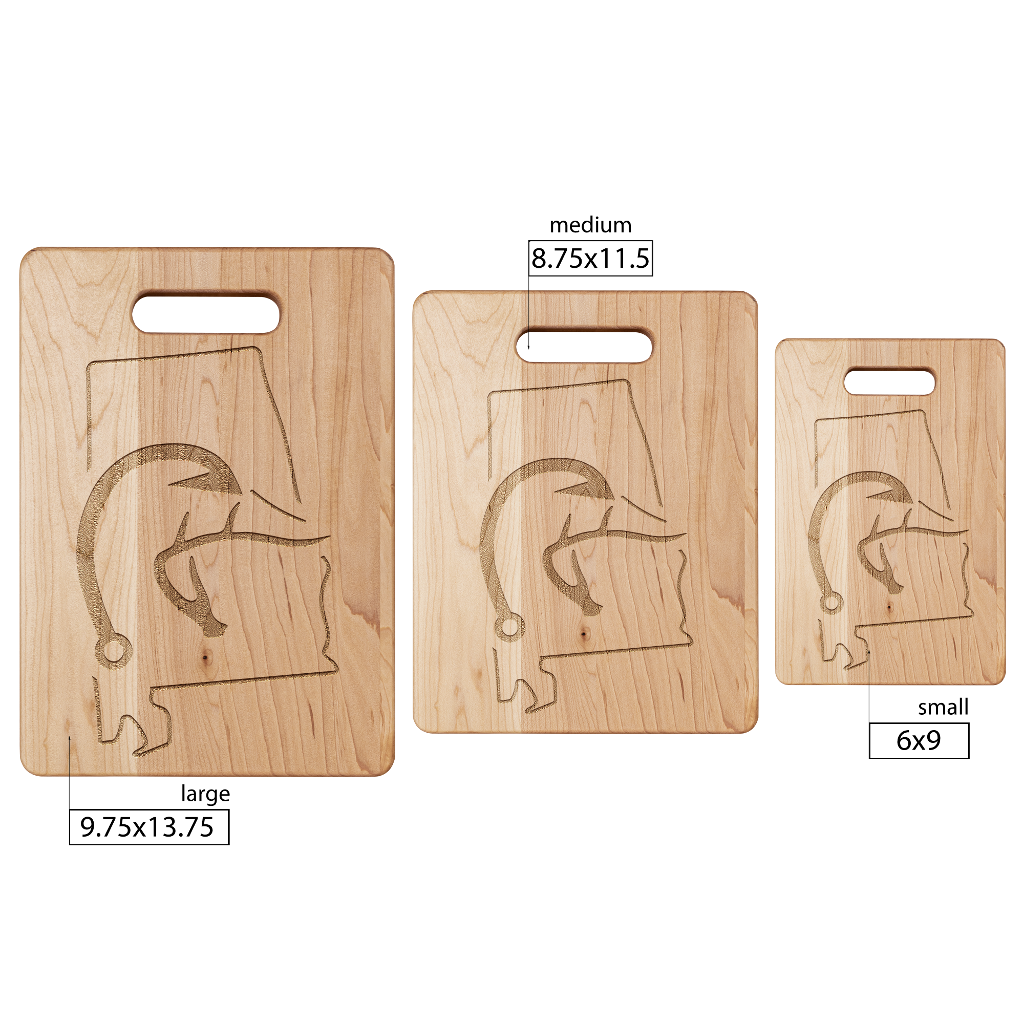 Alabama_Duck_Hunting_Cutting_Board_Maple_V_Size_Options_Mockup.png