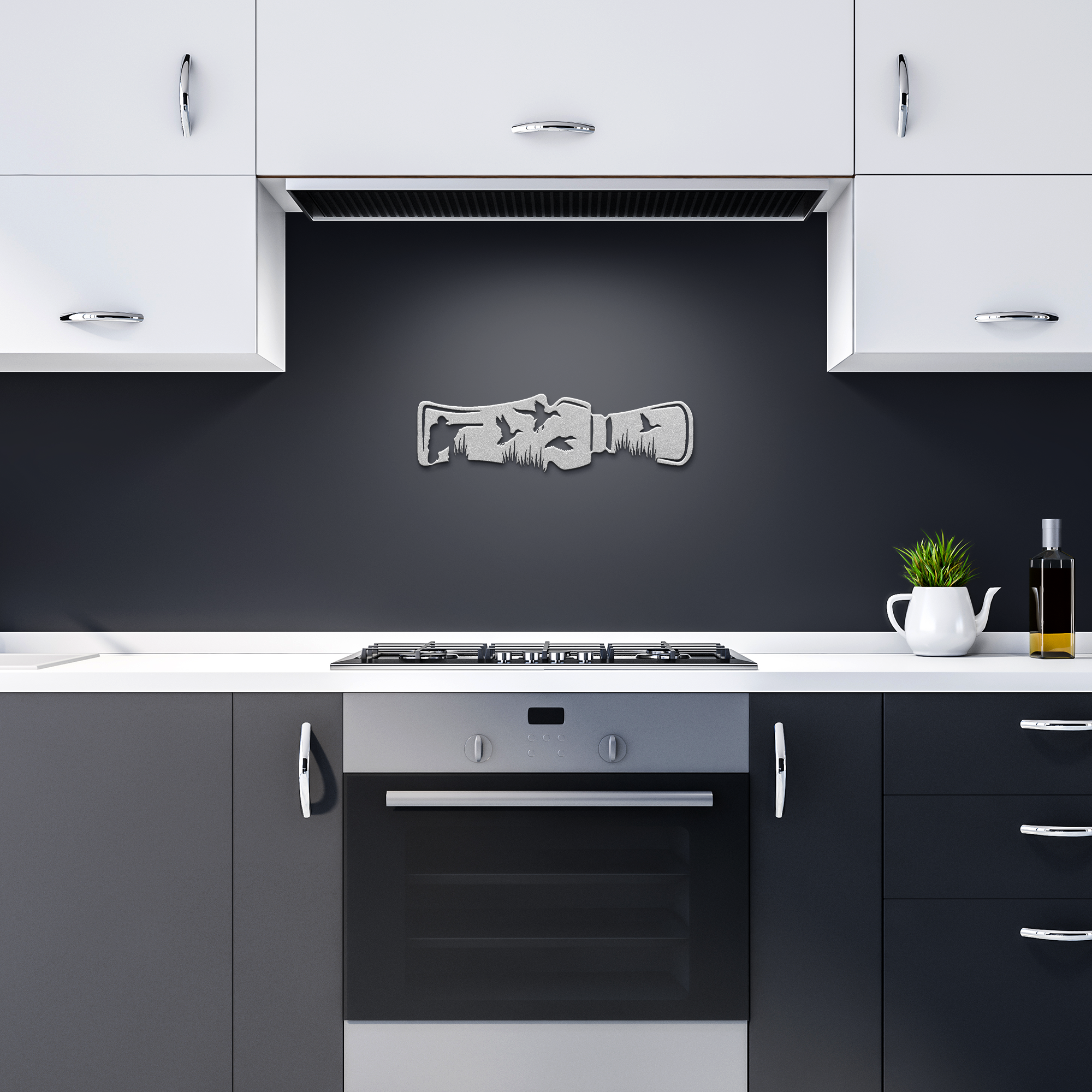 Duck_Call_Metal_Sign_Silver_Dark_Kitchen_Mockup.png